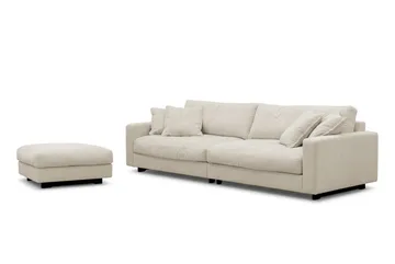 Valencia Sofagruppe Ekstra Dyb 4-personers Sofa + Fodskammel - Beige - Møbler - Sofaer - Sofagrupper