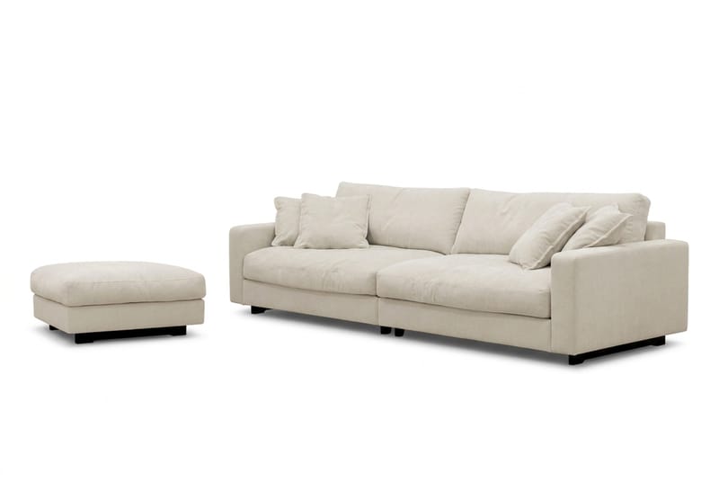 Valencia Sofagruppe Ekstra Dyb 4-personers Sofa + Fodskammel - Beige - Møbler - Sofaer - Sofagrupper