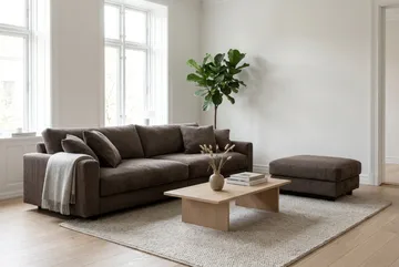 Valencia Sofagruppe Ekstra Dyb 4-personers Sofa + Fodskammel - Taupe - Møbler - Sofaer - Sofagrupper