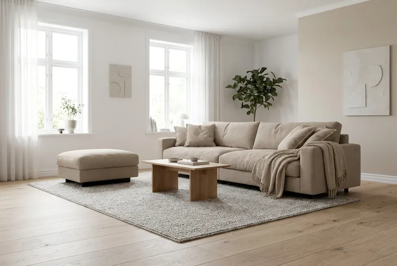Valencia Sofagruppe Ekstra Dyb 4-personers Sofa + Fodskammel - Brun - Møbler - Sofaer - Sofagrupper