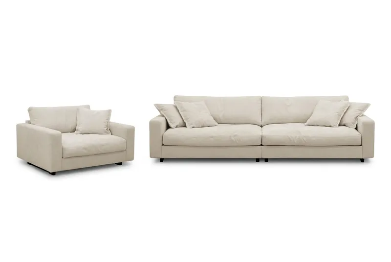 Valencia Sofagruppe Ekstra Dyb 4-personers Sofa + Lænestol, Beige