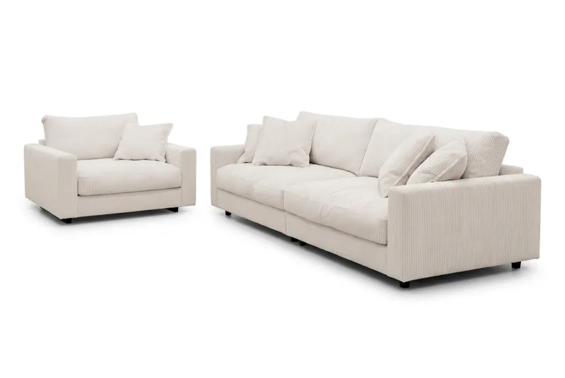 Valencia Sofagruppe Ekstra Dyb 4-personers Sofa + Lænestol - Offwhite - Møbler - Sofaer - Sofagrupper