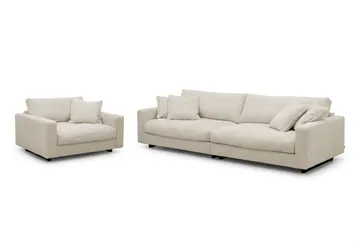 Valencia Sofagruppe Ekstra Dyb 4-personers Sofa + Lænestol - Beige - Møbler - Sofaer - Sofagrupper