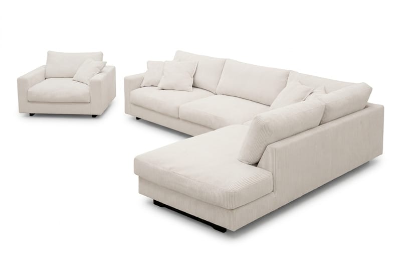 Valencia Sofagruppe Ekstra Dyb 4-personers Chaiselong Højre + Lænestol - Offwhite - Møbler - Sofaer - Sofagrupper
