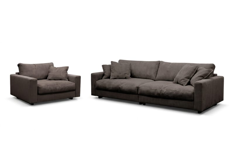 Valencia Sofagruppe Ekstra Dyb 4-personers Sofa + Lænestol - Taupe - Møbler - Sofaer - Sofagrupper