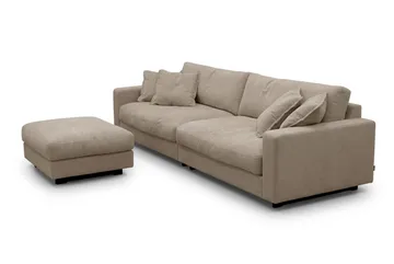 Valencia Sofagruppe Ekstra Dyb 4-personers Sofa + Fodskammel - Brun - Møbler - Sofaer - Sofagrupper