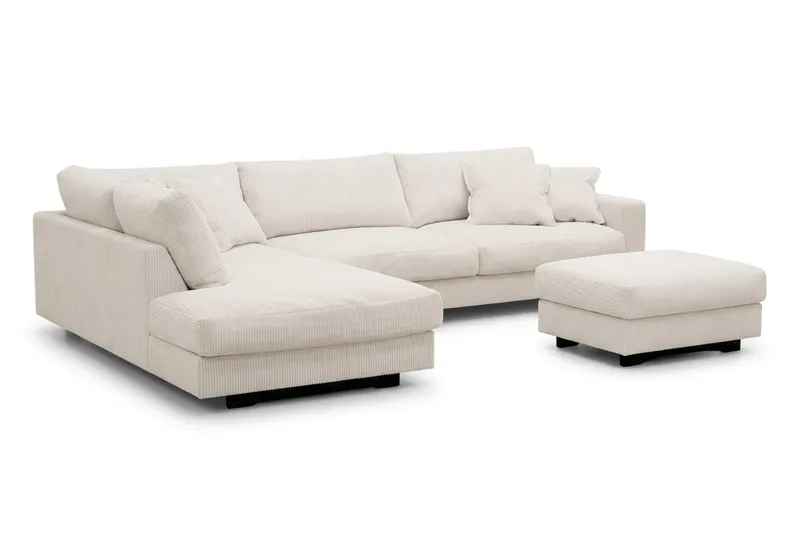 Valencia Sofagruppe Ekstra Dyb 4-personers Chaiselong Venstre + Fodskammel - Offwhite - Møbler - Sofaer - Sofagrupper