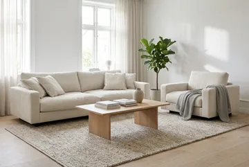 Valencia Sofagruppe Ekstra Dyb 4-personers Sofa + Lænestol - Beige - Møbler - Sofaer - Sofagrupper