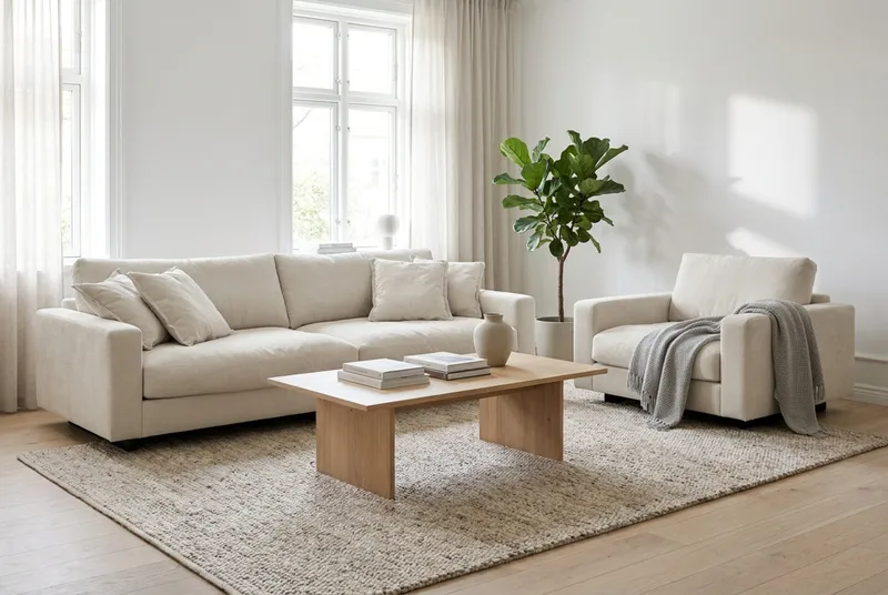 Valencia Sofagruppe Ekstra Dyb 4-personers Sofa + Lænestol - Beige - Møbler - Sofaer - Sofagrupper