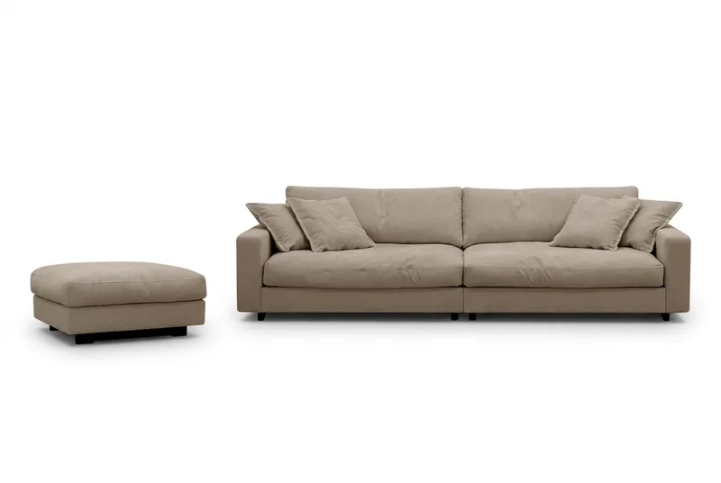 Valencia Sofagruppe Ekstra Dyb 4-personers Sofa + Fodskammel, Brun