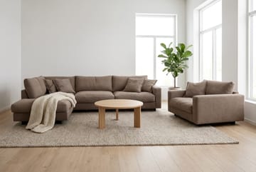 Valencia Sofagruppe Ekstra Dyb 4-personers Chaiselong Venstre + Lænestol - Mørkebrun - Møbler - Sofaer - Sofagrupper