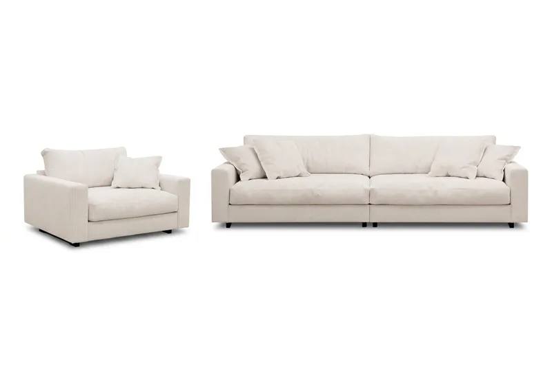 Valencia Sofagruppe Ekstra Dyb 4-personers Sofa + Lænestol, Offwhite