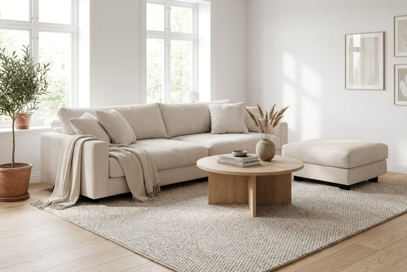 Valencia Sofagruppe Ekstra Dyb 4-personers Sofa + Fodskammel - Offwhite - Møbler - Sofaer - Sofagrupper