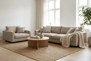 Valencia Sofagruppe Ekstra Dyb 4-personers Sofa + Lænestol - Brun - Møbler - Sofaer - Sofagrupper