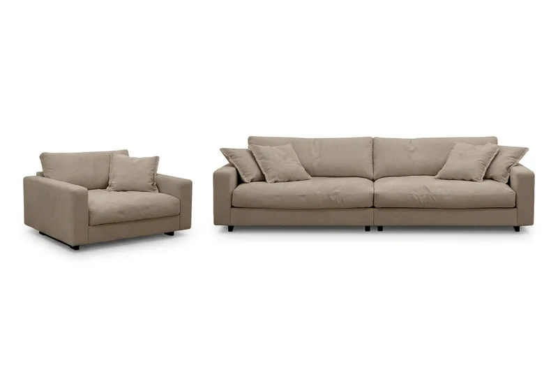 Valencia Sofagruppe Ekstra Dyb 4-personers Sofa + Lænestol, Brun