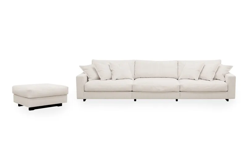Valencia sofagruppe ekstra dyb 5-personers sofa + fodskammel, Offwhite