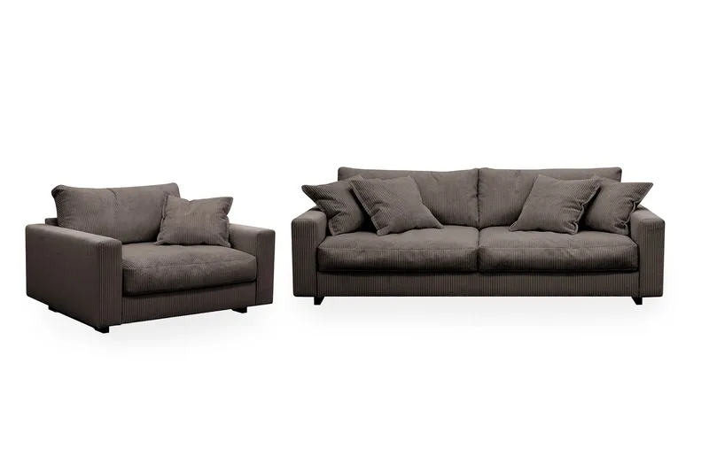 Valencia sofagruppe Extra Dyb 3-personers sofa + lænestol, Brun
