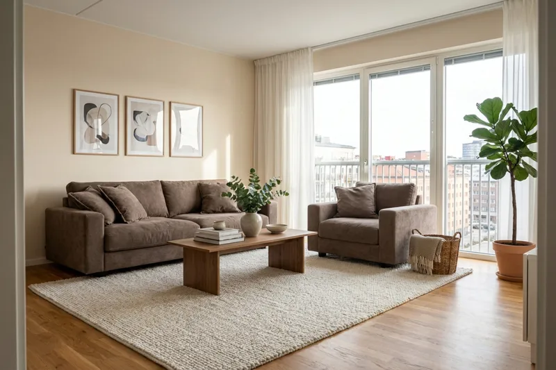 Valencia sofagruppe Extra Dyb 3-personers sofa + lænestol i chenille - Mørkebrun - Møbler - Sofaer - Sofagrupper