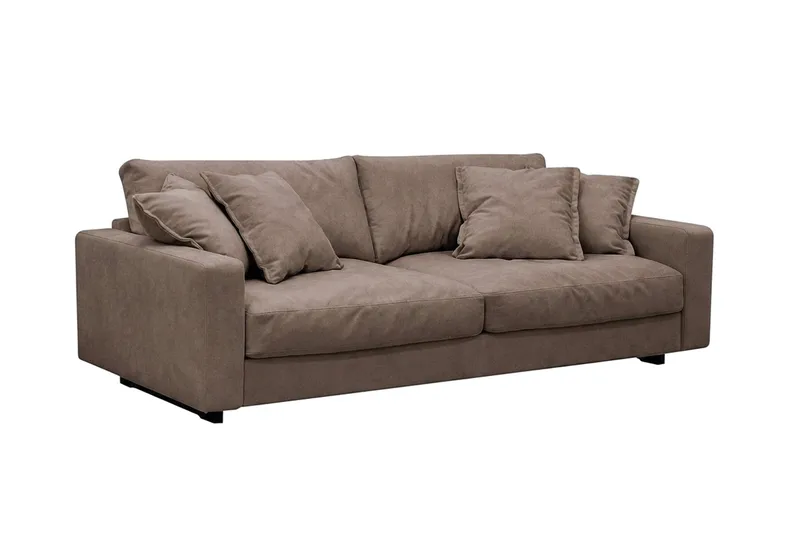 Valencia sofagruppe Extra Dyb 3-personers sofa + lænestol i chenille - Mørkebrun - Møbler - Sofaer - Sofagrupper