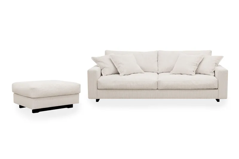 Valencia sofasæt ekstra dybt 3-personers sofa + fodskammel, Offwhite