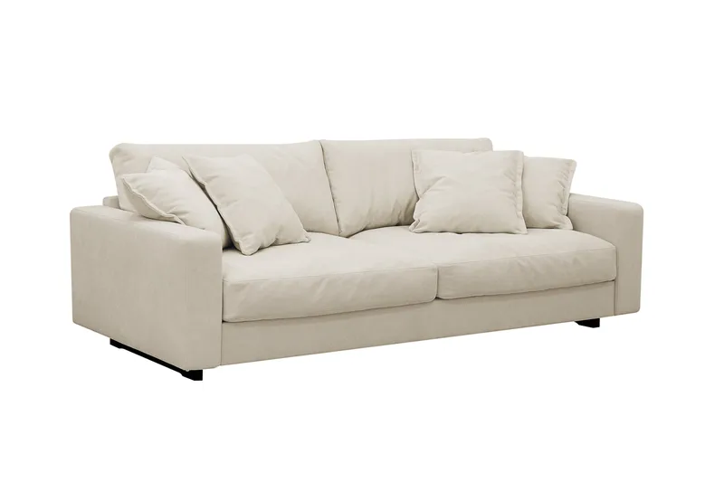Valencia sofasæt ekstra dybt 3-personers sofa + fodskammel i chenille - Beige - Møbler - Sofaer - Hjørnesofa