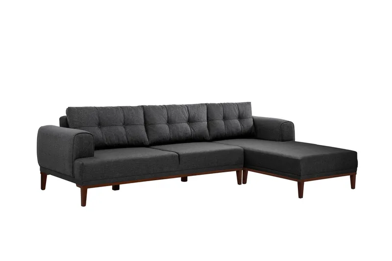 Valsot 4-personers Sofa med Chaiselong, Antracit