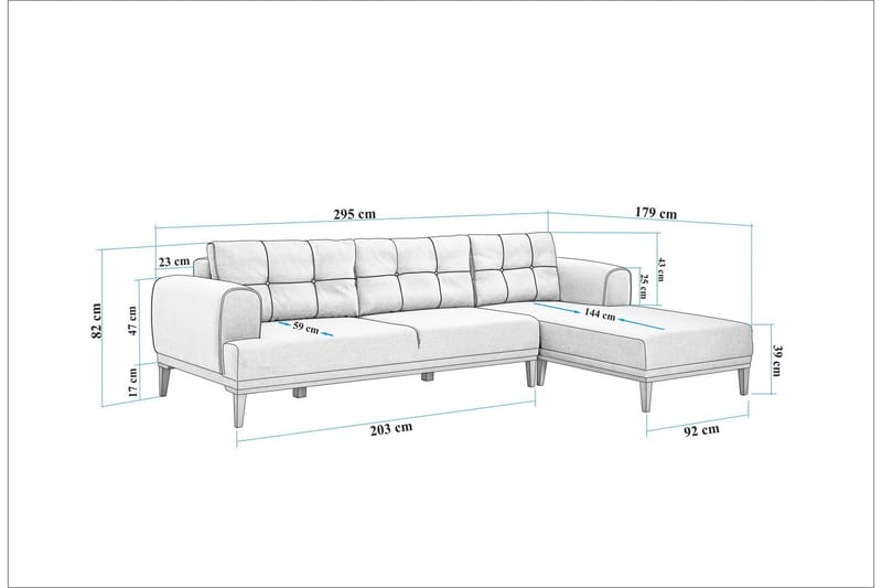 Valsot 4-personers Sofa med Chaiselong - Creme - Møbler - Sofaer - Sofa med chaiselong