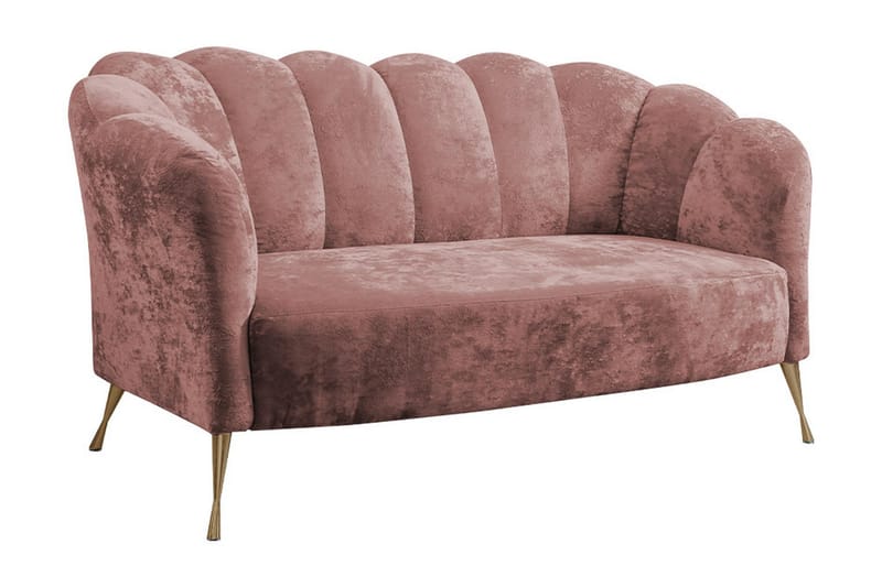 Adrial 2-Pers. Sofa - Velour/Lyserød/Guld - Velour sofaer - 2 personers sofa