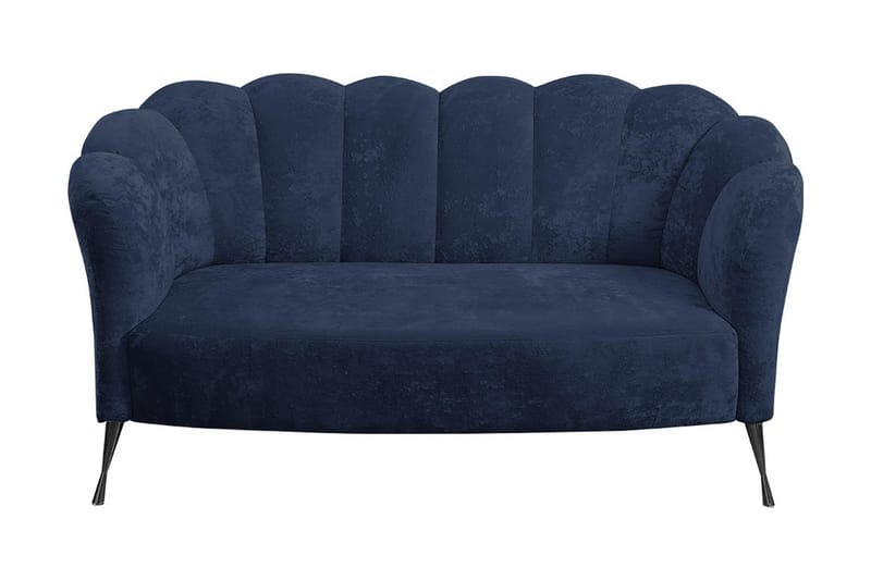 Adrial 2-Pers. Sofa - Velour/Blå/Sort Krom - Velour sofaer - 2 personers sofa