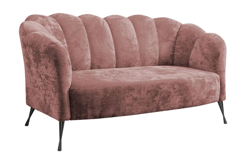 Adrial 2-Pers. Sofa - Velour/Lyserød/Sort Krom - Velour sofaer - 2 personers sofa