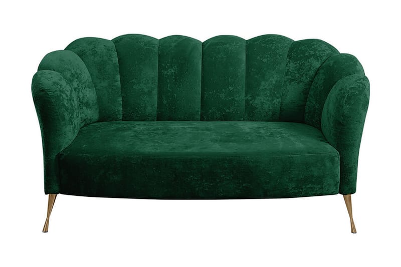 Adrial 2-Pers. Sofa - Velour/Grøn/Guld - Velour sofaer - 2 personers sofa