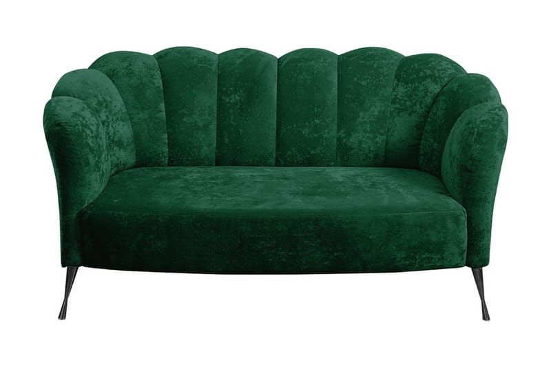 Adrial 2-Pers. Sofa, Velour/Grøn/Sort Krom
