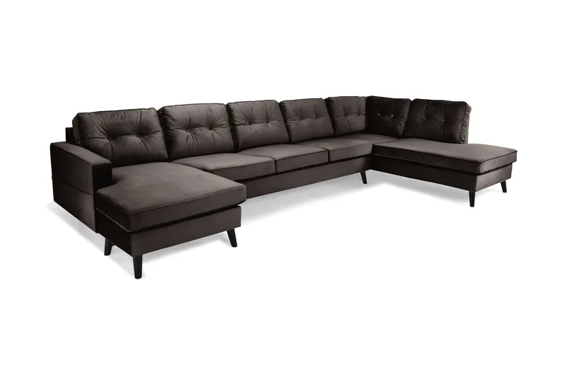 Almindelig sofa med divan og chaiselong Scandinavian Choice Monroe U-sofa Large med divan venstre fløjl Brun - Møbler - Sofaer - Velour sofaer