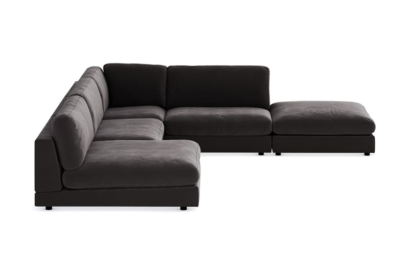 Arken 6-personers Vendbar L-formet Modulhjørnesofa med Chaiselong + Fodskammel i Fløjl - Mørkegrå - Møbler - Sofaer - Velour sofaer