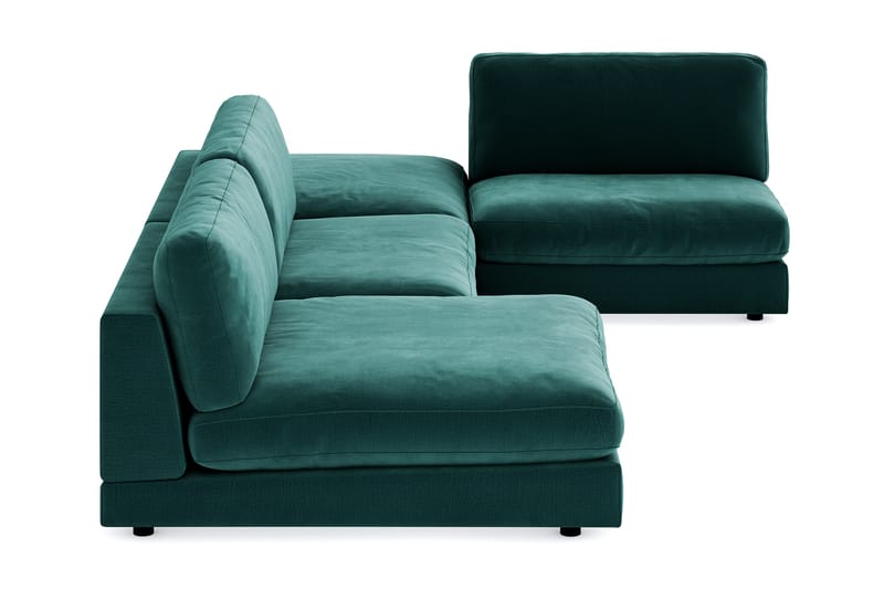 Arken 6-personers U-formet Modulsofa + Fodskammel i Fløjl - Grøn - Møbler - Sofaer - Velour sofaer