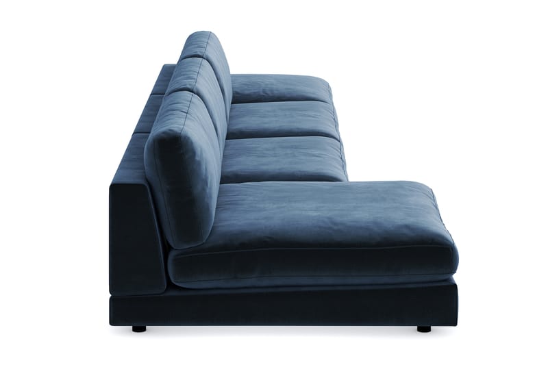 Arken 6-personers Vendbar U-formet Modulsofa med Chaiselong + Fodskammel i Fløjl - Blå - Møbler - Sofaer - Velour sofaer