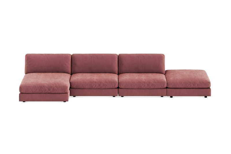Arken 6-personers Vendbar U-formet Modulsofa med Chaiselong + Fodskammel i Fløjl - Rosa - Møbler - Sofaer - Velour sofaer