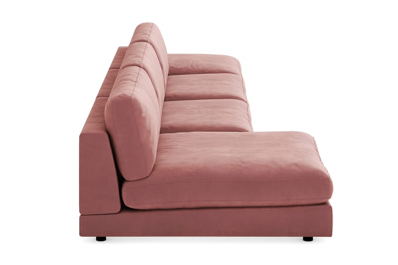 Arken 6-personers Vendbar U-formet Modulsofa med Chaiselong + Fodskammel i Fløjl - Rosa - Møbler - Sofaer - Velour sofaer