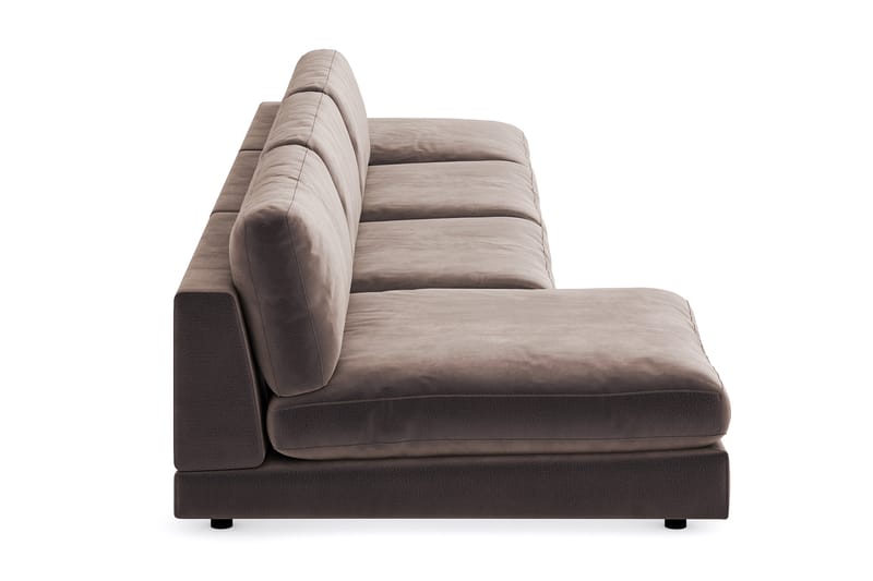 Arken 6-personers Vendbar U-formet Modulsofa med Chaiselong + Fodskammel i Fløjl - Brun - Møbler - Sofaer - Velour sofaer