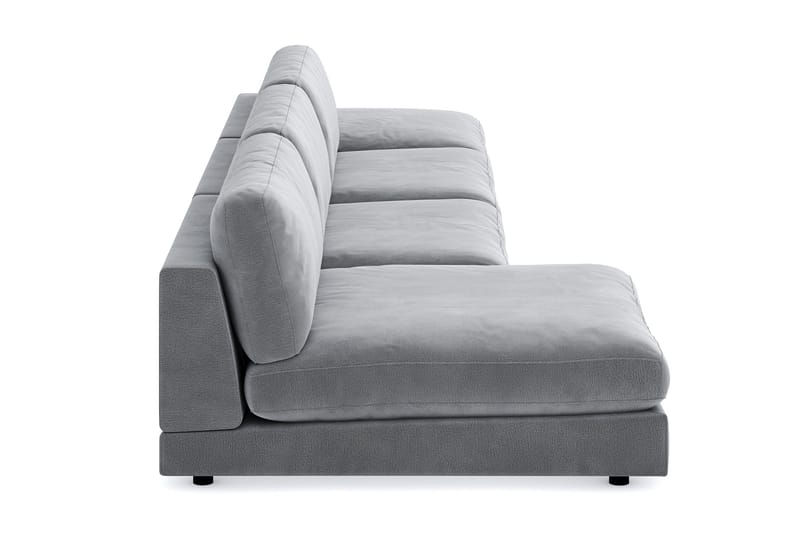 Arken 6-personers Vendbar U-formet Modulsofa med Chaiselong + Fodskammel i Fløjl - Lysegrå - Møbler - Sofaer - Velour sofaer