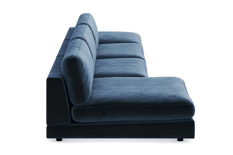 Arken 6-personers Vendbar U-formet Modulsofa med Chaiselong + Fodskammel i Fløjl - Blå - Møbler - Sofaer - Modulsofaer - Komplet modulsofa