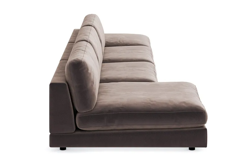 Arken 6-personers Vendbar U-formet Modulsofa med Chaiselong + Fodskammel i Fløjl - Brun - Møbler - Sofaer - Modulsofaer - Komplet modulsofa