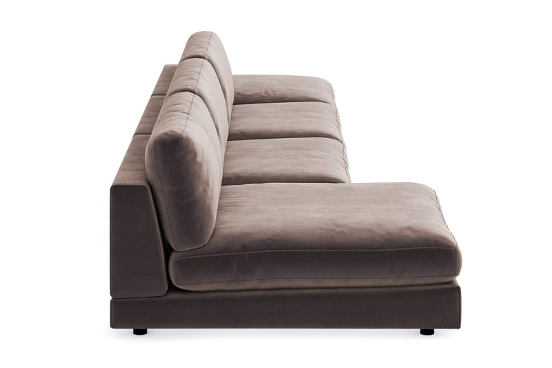 Arken 6-personers Vendbar U-formet Modulsofa med Chaiselong + Fodskammel i Fløjl - Brun - Møbler - Sofaer - Modulsofaer - Komplet modulsofa