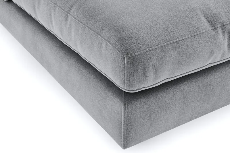 Arken 6-personers Vendbar U-formet Modulsofa med Chaiselong + Fodskammel i Fløjl - Lysegrå - Møbler - Sofaer - Modulsofaer - Komplet modulsofa