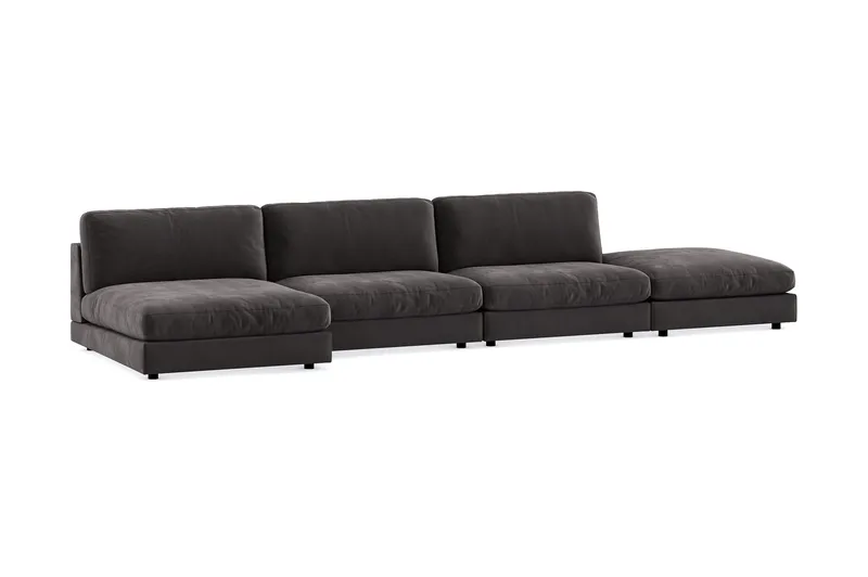 Arken U-modulsofa med Chaiselong Vendbar Velour - Mørkegrå - Møbler - Sofaer - Modulsofaer - Komplet modulsofa
