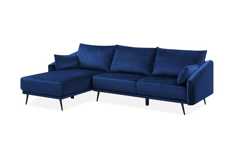 Bartelme Hjørnesofa Højre Velour - Blå - Hjørnesofa med chaiselong - Hjørnesofa - Velour sofaer