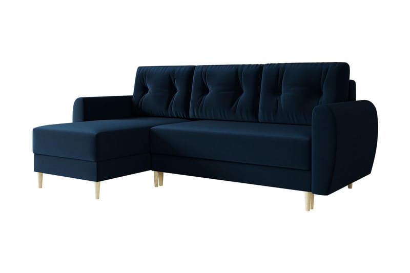 Bornalle Sovesofa - Blå - Sovesofaer - Velour sofaer - U sovesofa - Sovesofa chaiselong