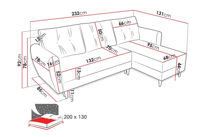 Bornalle Sovesofa - Blå - Møbler - Sofaer - Sovesofaer - Sovesofa chaiselong