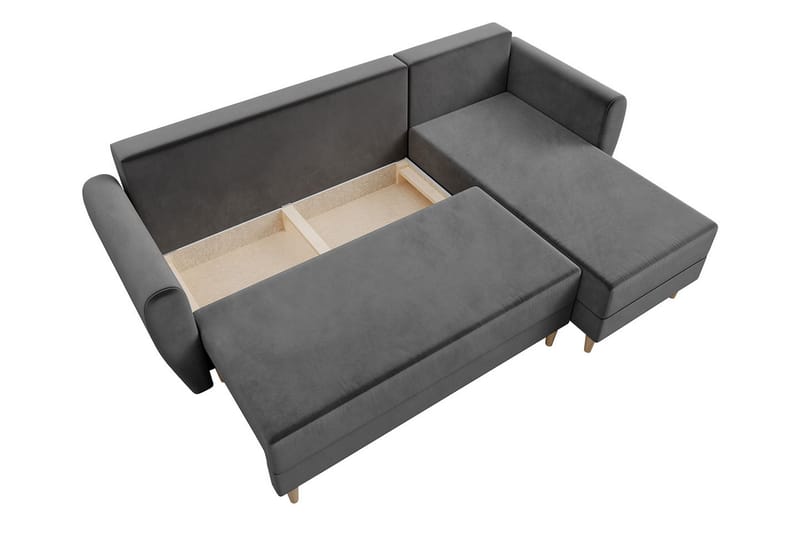 Bornalle Sovesofa - Grå - Sovesofaer - Velour sofaer - U sovesofa - Sovesofa chaiselong