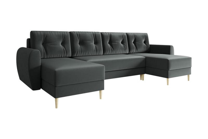 Bornalle Sovesofa - Grå - Sovesofaer - Velour sofaer - U sovesofa - Sovesofa chaiselong